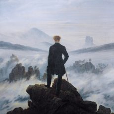 Beeld van Caspar David Friedrich, "Wanderer aboven the sea of fog"